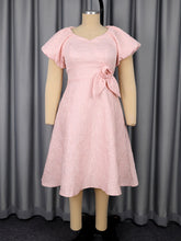 Elegant Jacquard Puff Sleeve Party Evening Dress